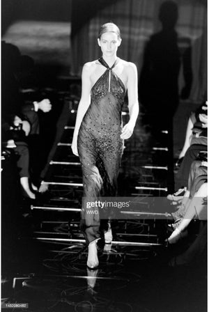 1998 Gianni Versace Couture Purple Silk Halter Bias-Cut Sculpted Gown