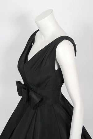 1956 Christian Dior Haute Couture Documented Black Silk 'New Look' Dress