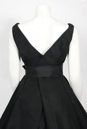 1956 Christian Dior Haute Couture Documented Black Silk 'New Look' Dress