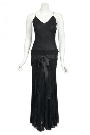 2004 Christian Dior by Galliano Sheer Silk Pleated Bias-Cut Slip Gown