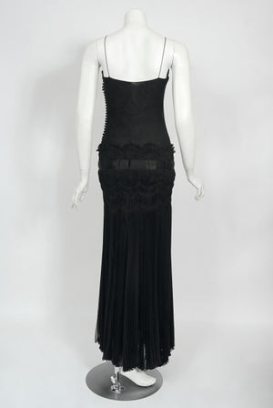 2004 Christian Dior by Galliano Sheer Silk Pleated Bias-Cut Slip Gown