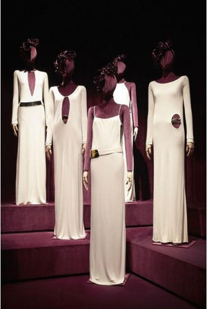 1996 Gucci by Tom Ford Runway White Stretch Jersey Cut-Out Plunge Gown