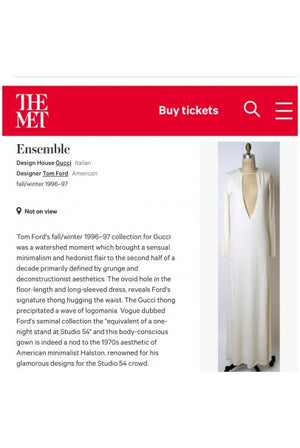 1996 Gucci by Tom Ford Runway White Stretch Jersey Cut-Out Plunge Gown