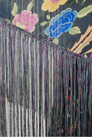 1971 Missoni Couture Floral Bird Print Silk-Jersey Fringe Crop Top Set