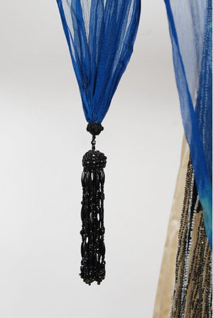 1912 Worth Haute Couture Beaded Butterfly Motif Silk Gown & Headpiece