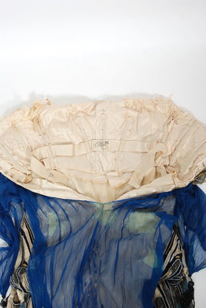 1912 Worth Haute Couture Beaded Butterfly Motif Silk Gown & Headpiece