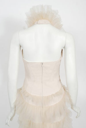 1992 Thierry Mugler Couture Stretch Silk & Tulle Bustier Hourglass Gown