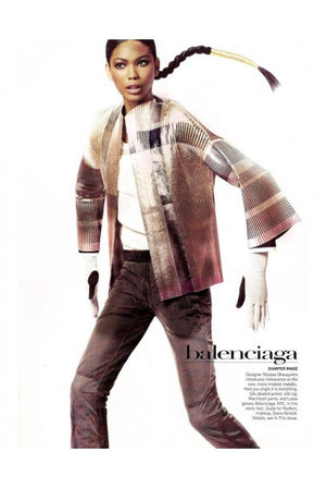 2009 Balenciaga Runway Iridescent Pleated Blue Silk Bell-Sleeve Jacket w/ Tags