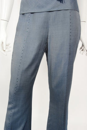 1998 Alexander McQueen for Givenchy Runway Silk Fringed Halter Pantsuit