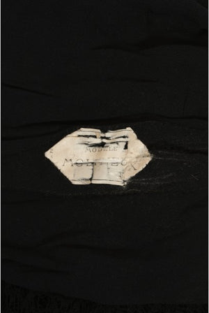 1930's Molyneux Haute Couture Black Lace Winged Sleeve Bias-Cut Gown