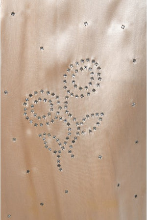 1930's Rhinestone Studded Blush Silk Satin Old Hollywood Bias-Cut Gown