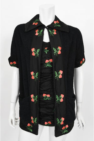 1950's Jantzen Embroidered Novelty Strawberries Swimsuit & Cover Up
