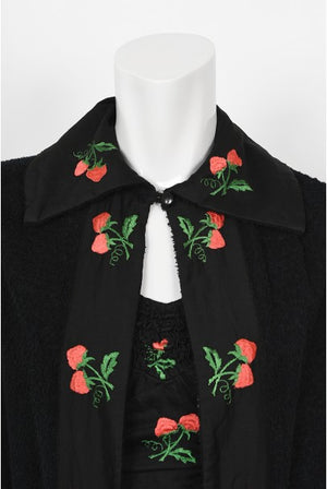 1950's Jantzen Embroidered Novelty Strawberries Swimsuit & Cover Up