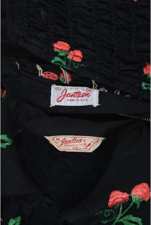 1950's Jantzen Embroidered Novelty Strawberries Swimsuit & Cover Up