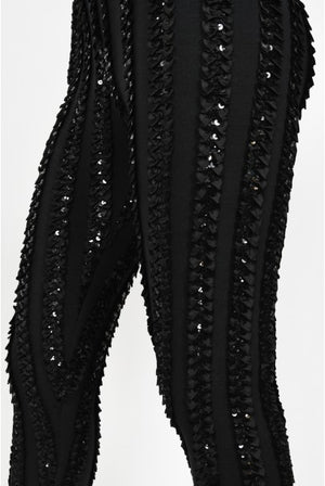 1980's Betsey Johnson Punk Label Sequin Stretch Crop Top & Leggings