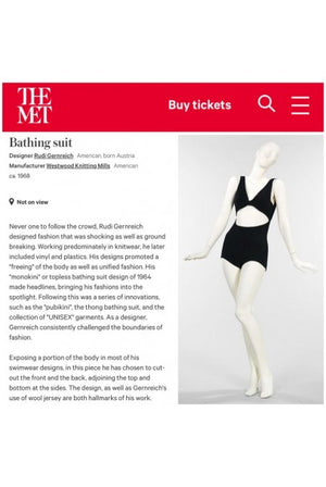 1968 Rudi Gernreich Museum-Held Black Wool Jersey Cut Out Swimsuit