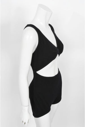 1968 Rudi Gernreich Museum-Held Black Wool Jersey Cut Out Swimsuit
