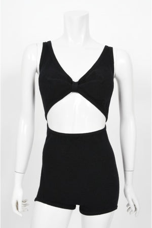 1959 Rudi Gernreich Museum-Held Black Wool Jersey Cut Out Swimsuit