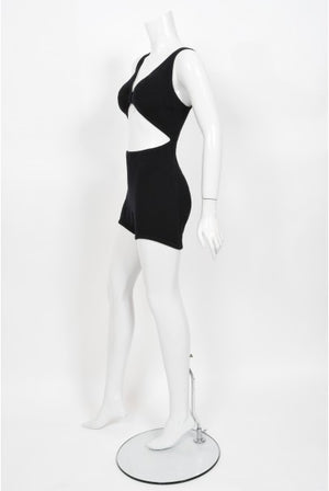 1968 Rudi Gernreich Museum-Held Black Wool Jersey Cut Out Swimsuit