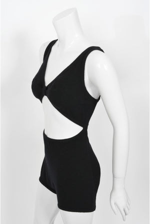 1968 Rudi Gernreich Museum-Held Black Wool Jersey Cut Out Swimsuit