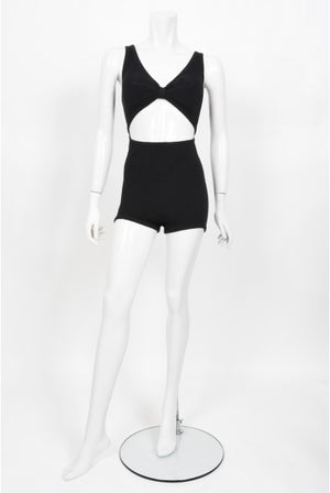 1968 Rudi Gernreich Museum-Held Black Wool Jersey Cut Out Swimsuit