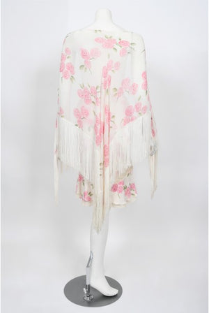 1999 Christian Dior by Galliano Pink Roses Silk Lace Bias-Cut Skirt Set