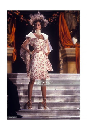 1999 Christian Dior by Galliano Pink Roses Silk Lace Bias-Cut Skirt Set