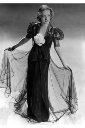 1930's Bette Davis Owned Couture Old Hollywood Sheer Beaded Silk Dress