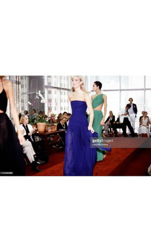 1970's Halston Couture Purple Silk Strapless Tube-Top Maxi Dress Set