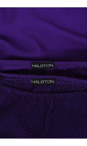 1970's Halston Couture Purple Silk Strapless Tube-Top Maxi Dress Set