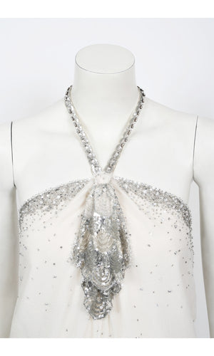 2003 Christian Dior by John Galliano Beaded Ivory Silk Flapper Mini Dress
