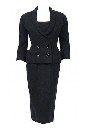 1952 Christian Dior Haute-Couture Wool Cocktail Dress & Double-Breasted Jacket