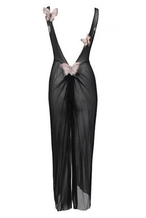 1998 Dolce & Gabbana Stromboli Collection Butterfly Chiffon Backless Sheer Dress