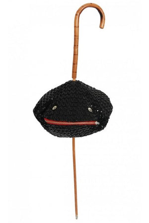 1950's Elsa Schiaparelli Novelty Sequin Blowfish Bamboo Walking Cane Purse