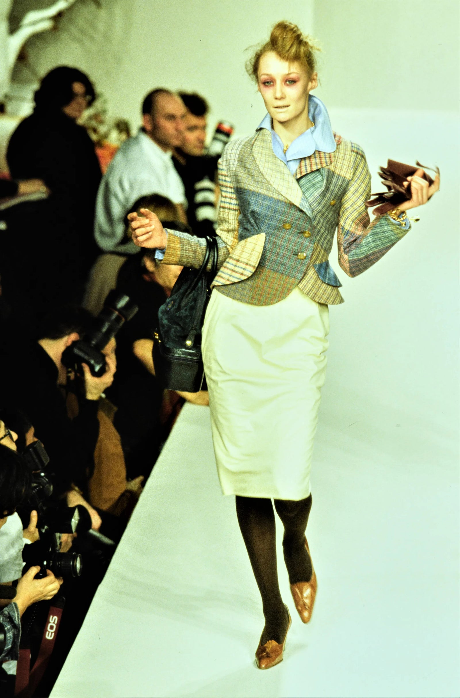 1996 Vivienne Westwood 'Storm in a Teacup' Tweed Velvet Asymmetric Jacket Suit