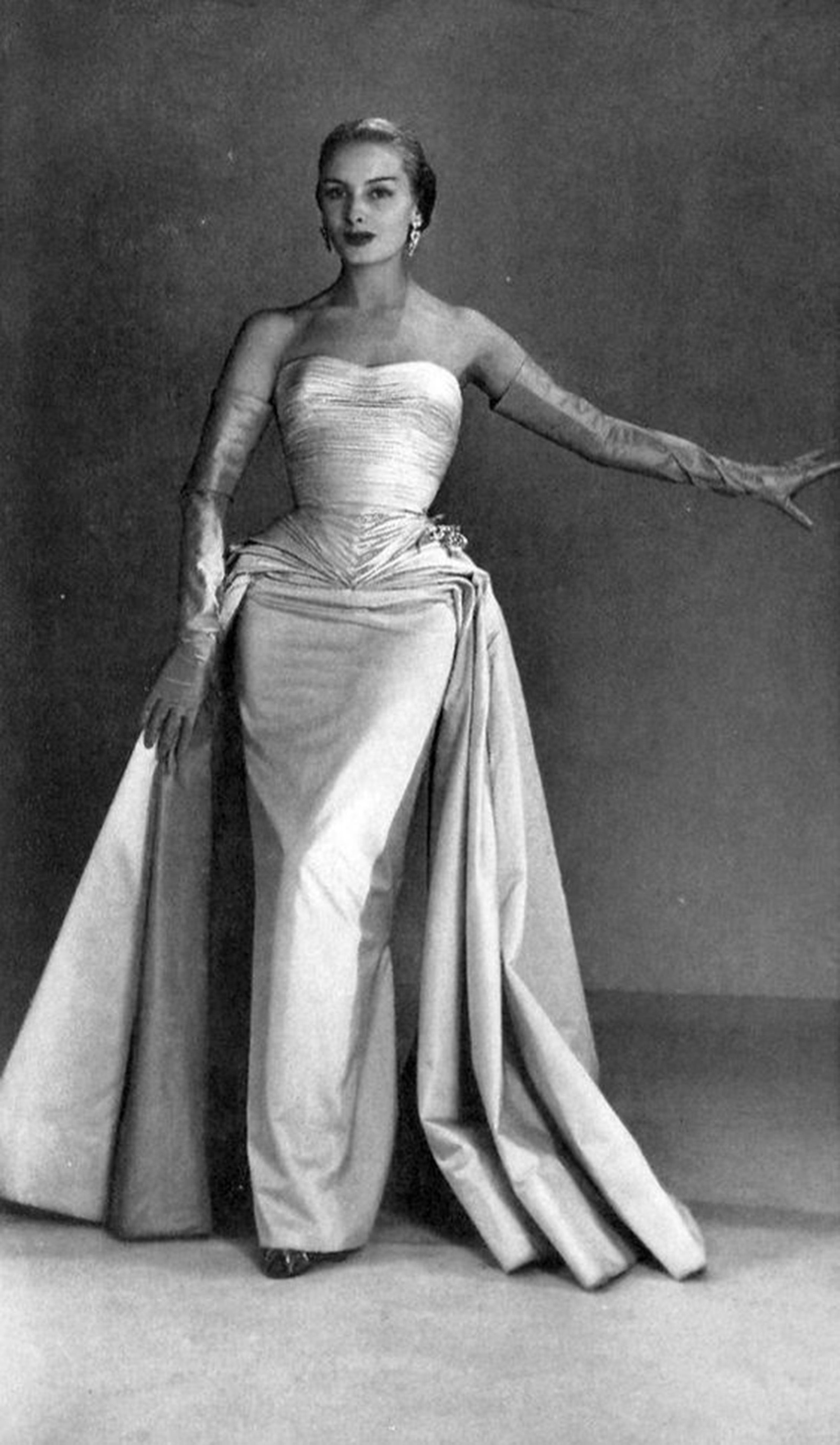 1950s evening dress Vintage 1950's Gigliola Curiel Couture Pleated Purple Silk Chiffon Strapless Goddess Gown