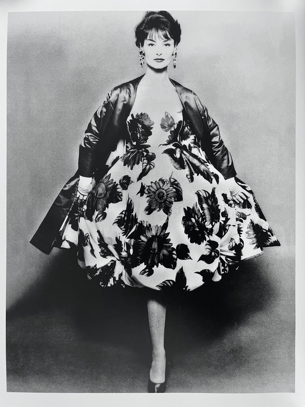 1958 Arnold Scaasi Couture Museum-Held Red Dahlias Floral Silk Strapless Dress &amp; Swing Jacket