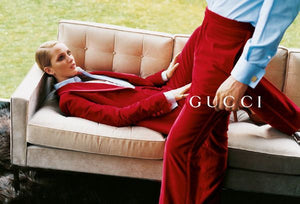 1996 Tom Ford for Gucci Red Velvet 'Gwenyth Paltrow' Tailored Jacket Pantsuit