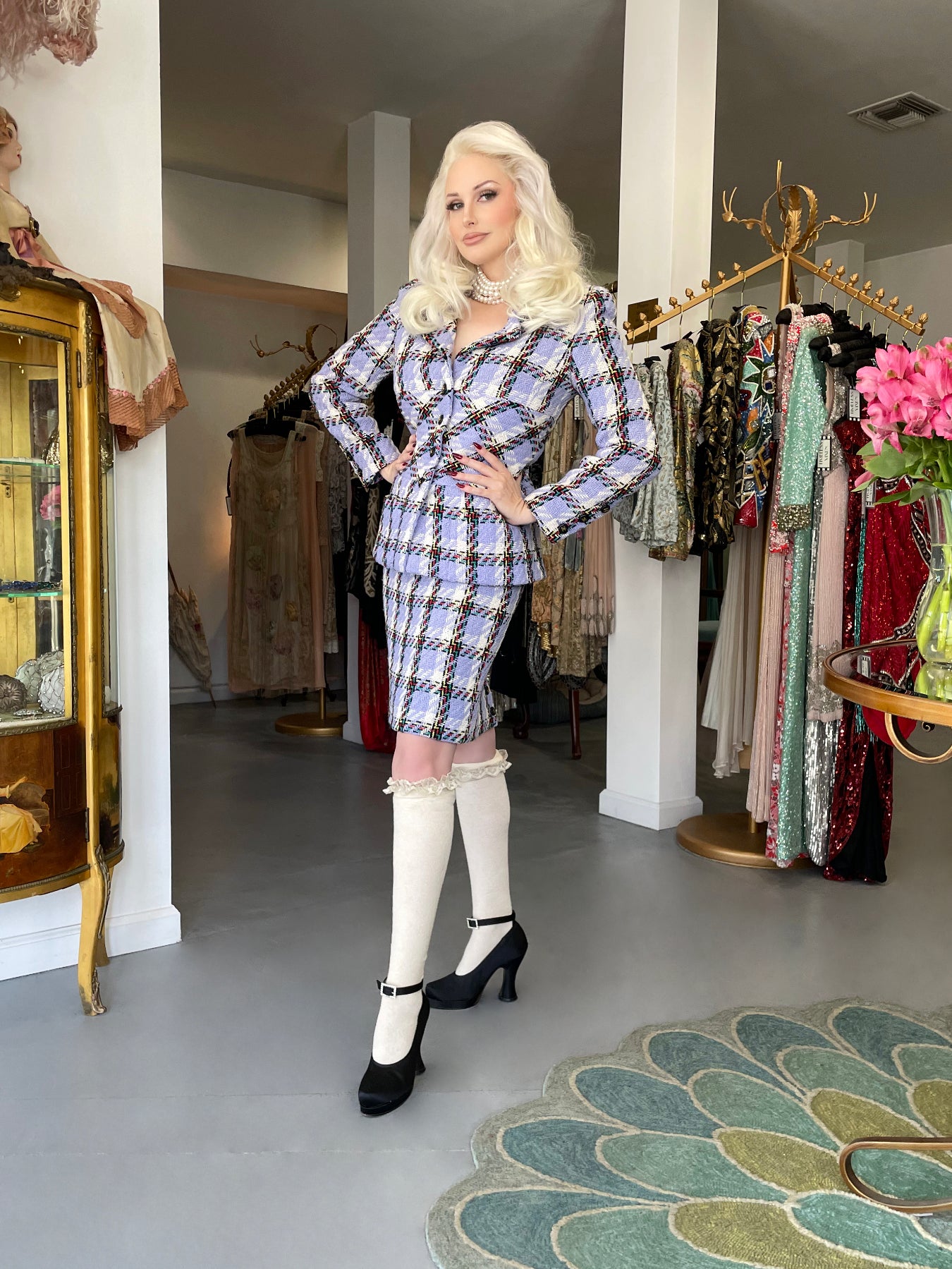 Vintage 1995 Chanel by Karl Lagerfeld Runway Periwinkle Plaid Wool