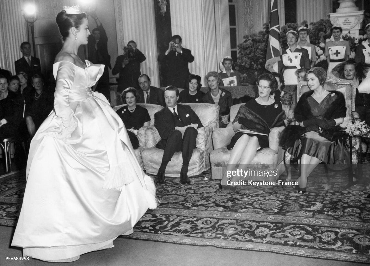1958 Christian Dior by Yves Saint Laurent Documented Blush-Pink Silk Strapless Corset Gown