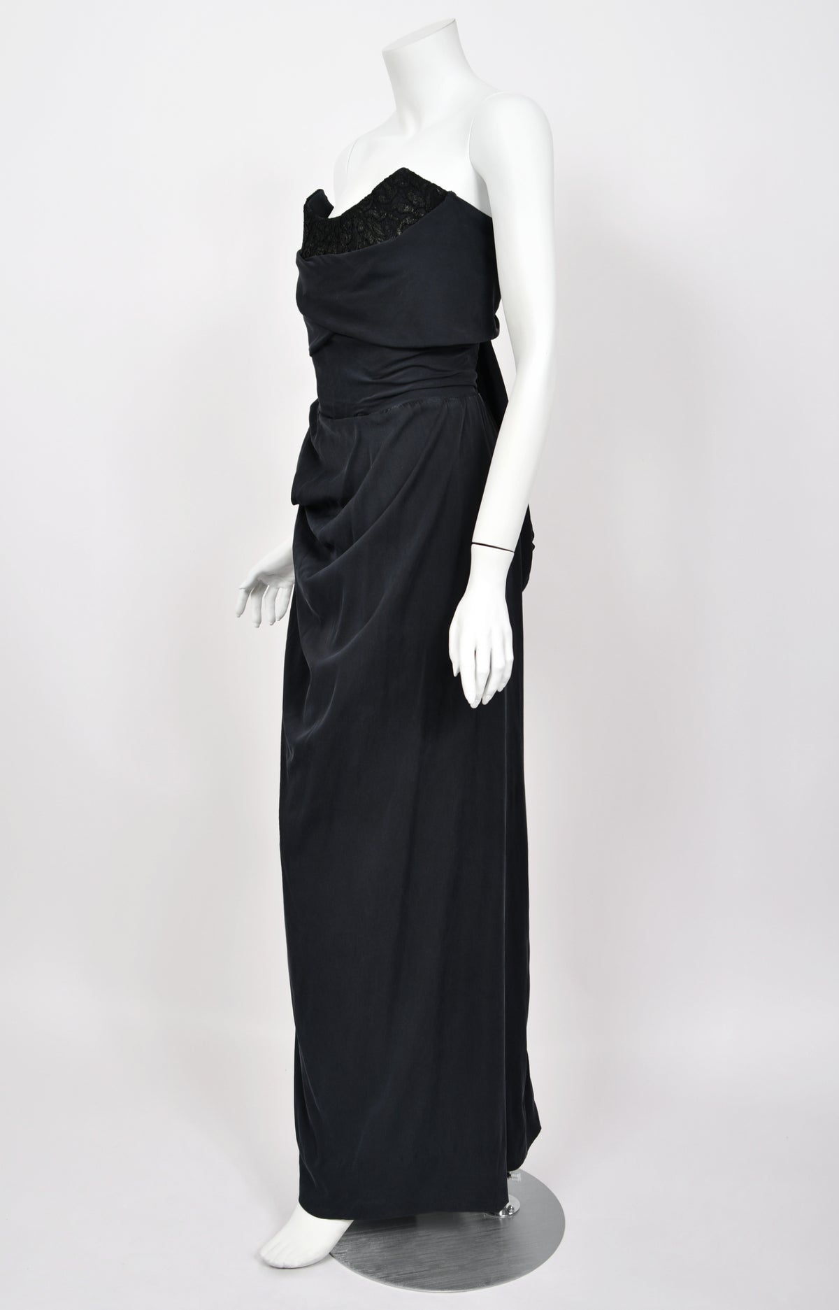 2012 Vivienne Westwood Black Draped Silk Lace Corset Gown