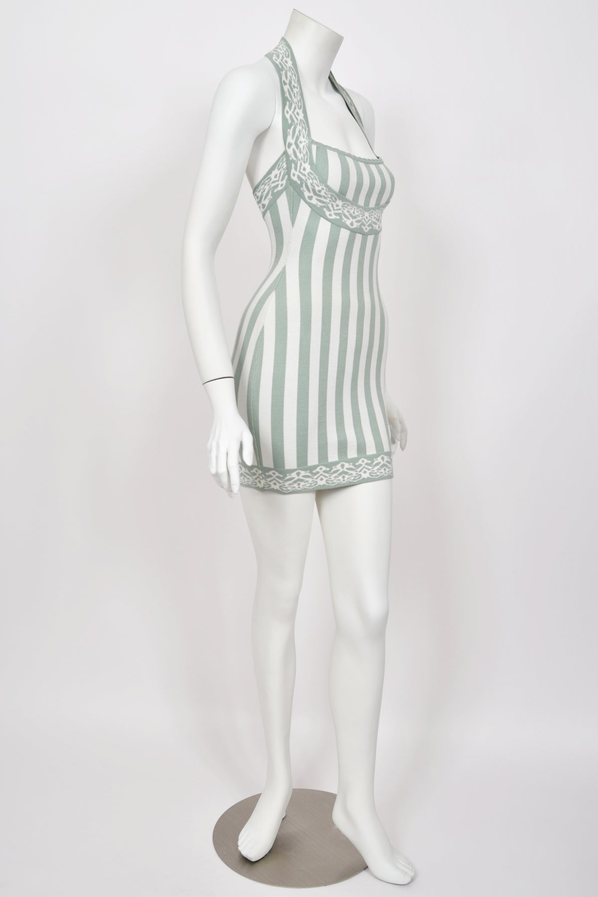 Vintage 1992 Azzedine Alaia Runway Striped Stretch Knit