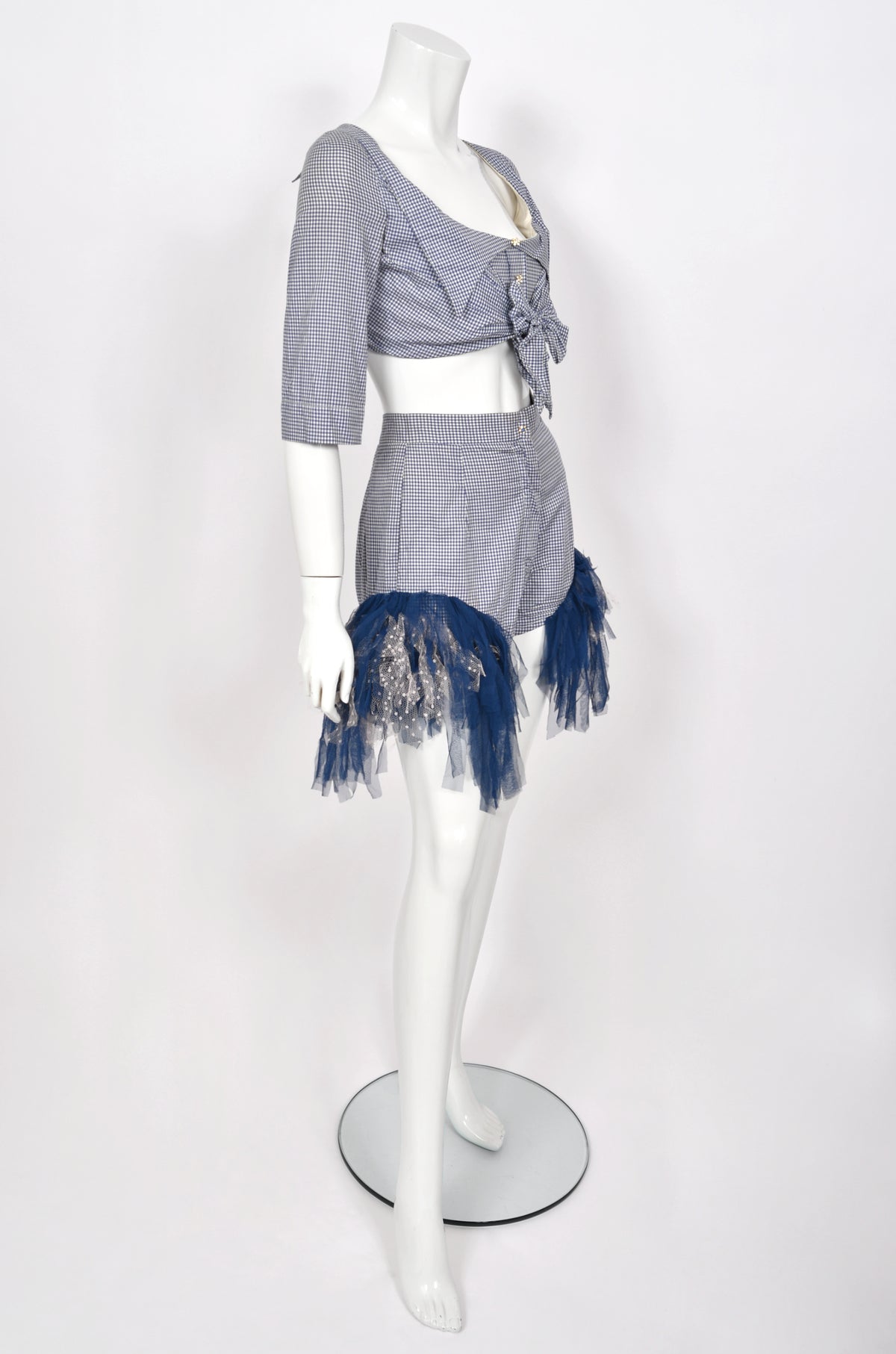 1992 Vivienne Westwood 'Salon Collection’ Editorial Gingham Cotton Cropped Corset &amp; Shorts