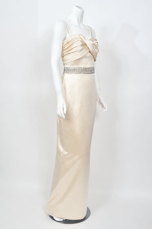 2008 Christian Dior by John Galliano Beaded Ivory Silk Shelf-Bust Hourglass Gown