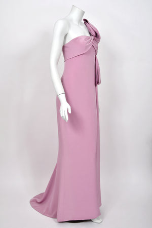 2001 Yves Saint Laurent Haute Couture Runway Lilac Silk Sculptural Asymmetric Gown
