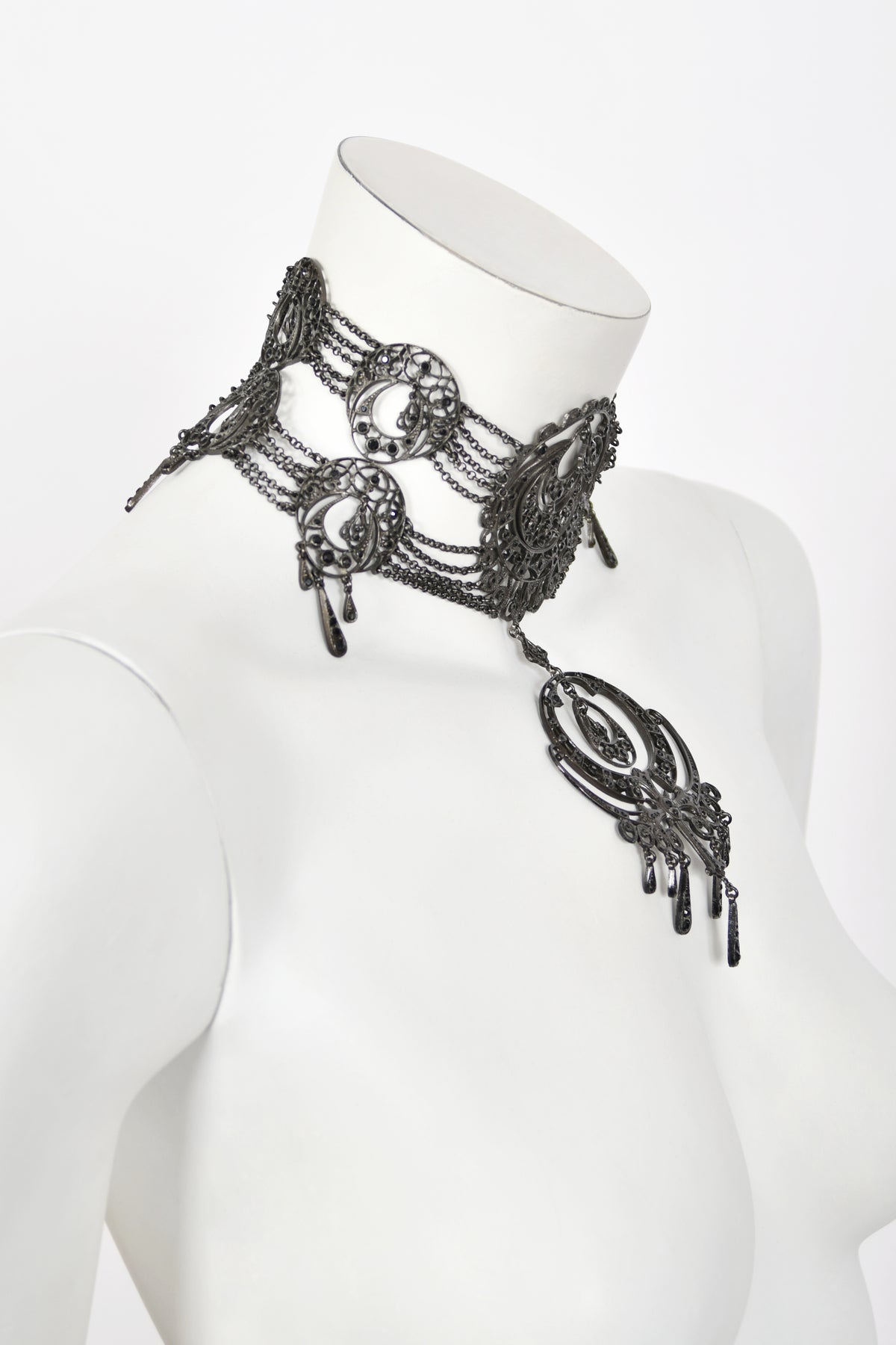 2000 Christian Dior by John Galliano Belle Époque Inspired Crescent Motif Oversized Choker
