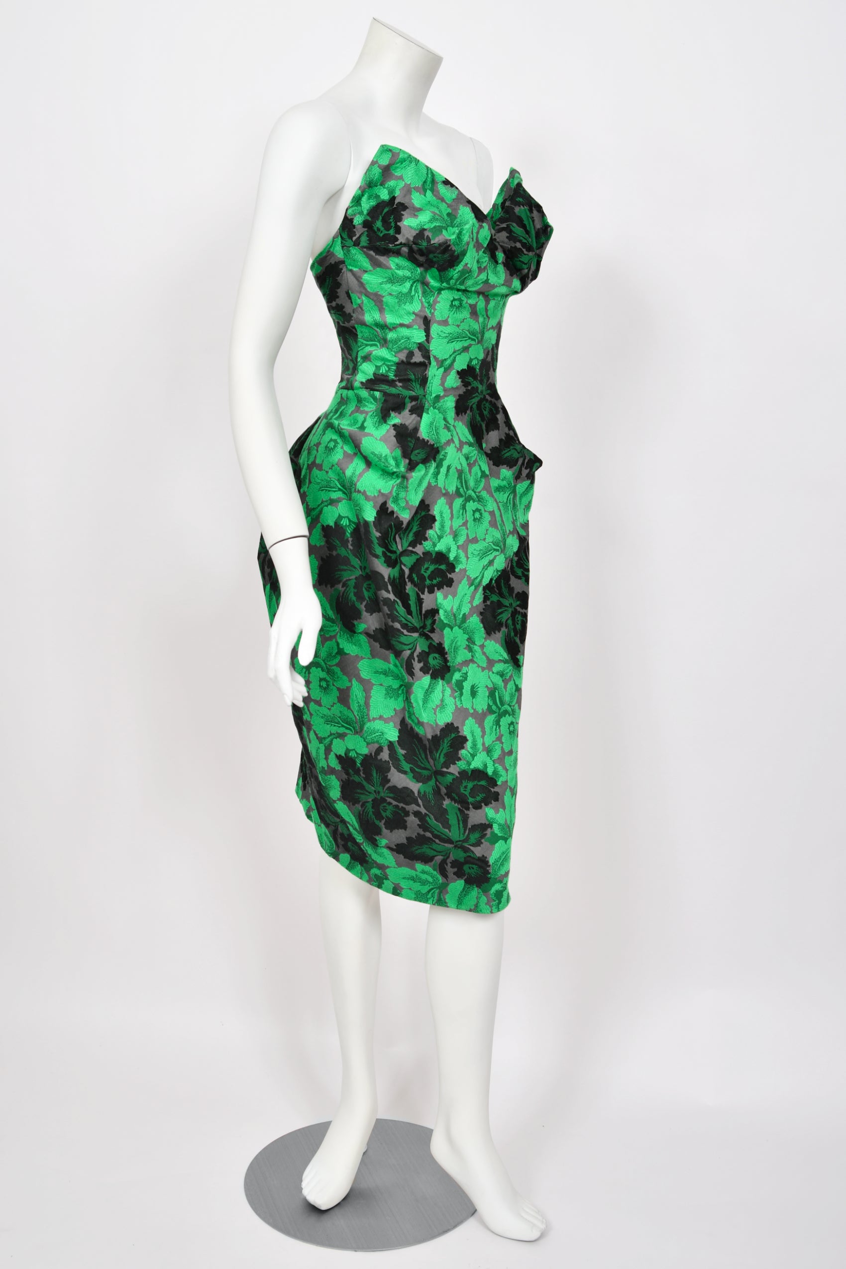 2010 Vivienne Westwood Sculpted Green Floral Silk Brocade Corset Dress - Timeless Vixen 2010 Vivienne Westwood Sculpted Green Floral Silk Brocade Corset Dress - Timeless Vixen