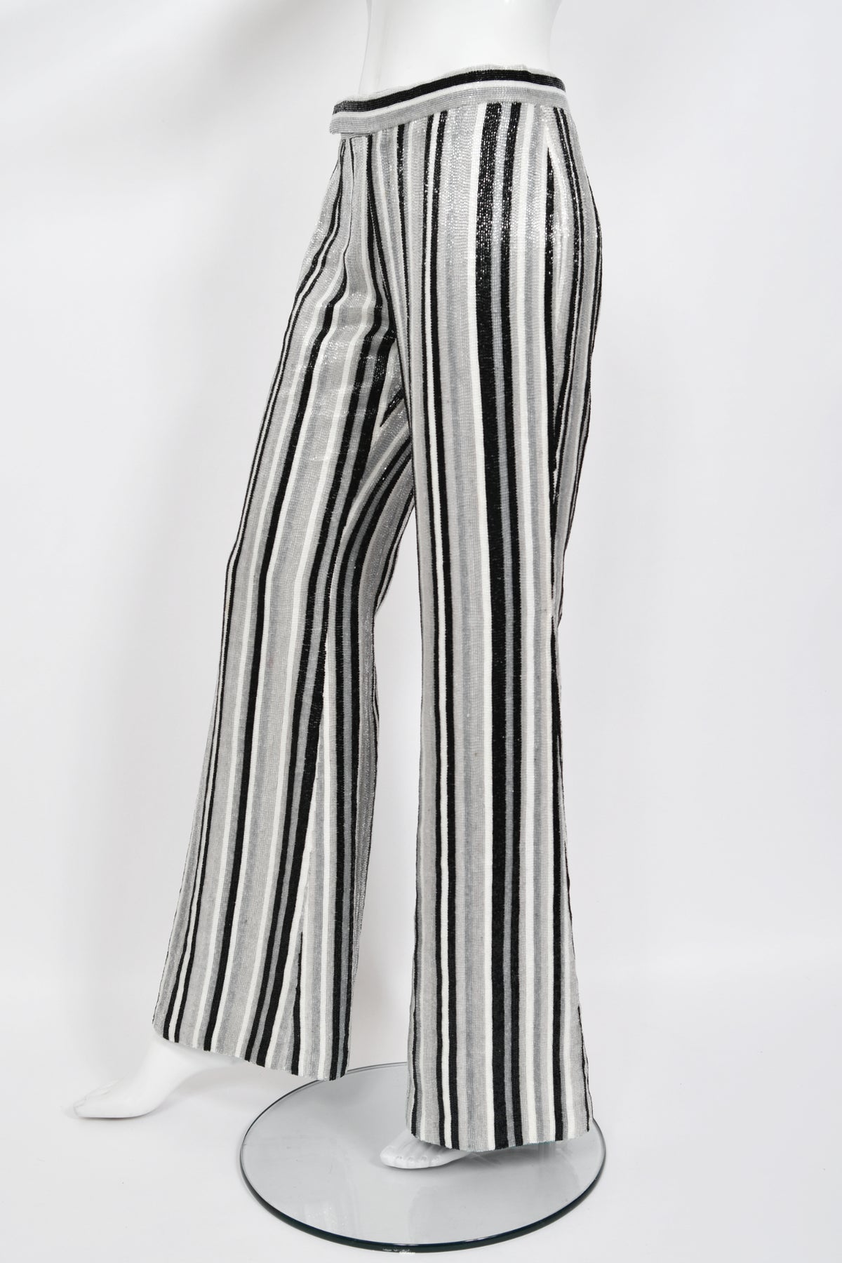 2000 Gucci by Tom Ford Documented Runway Campaign Fully-Beaded Striped Pants