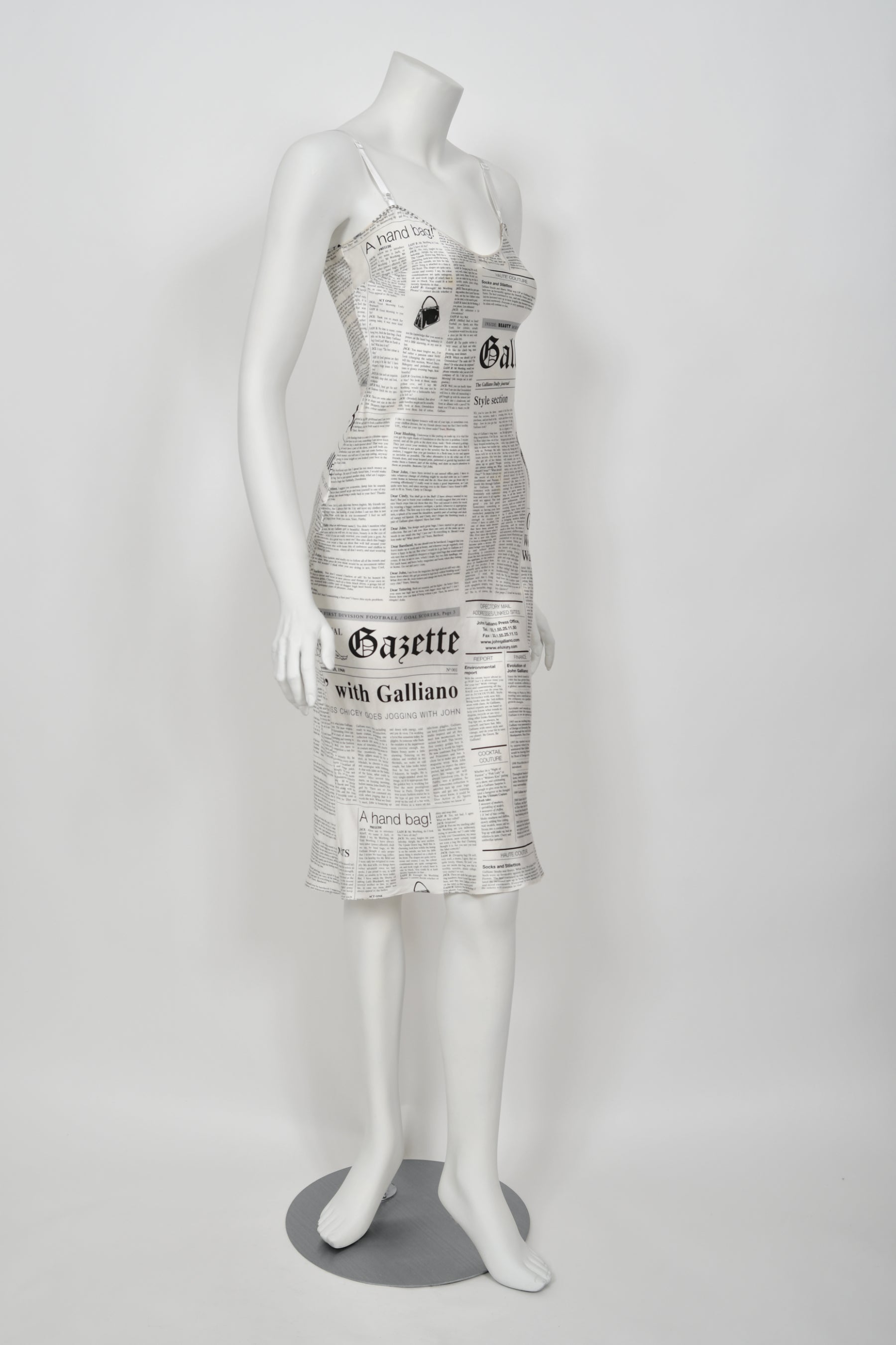 Vintage 2006 John Galliano Documented Newspaper Print Silk Bias-Cut Slip Dress - Timeless Vixen Vintage 2006 John Galliano Documented Newspaper Print Silk Bias-Cut Slip Dress - Timeless Vixen