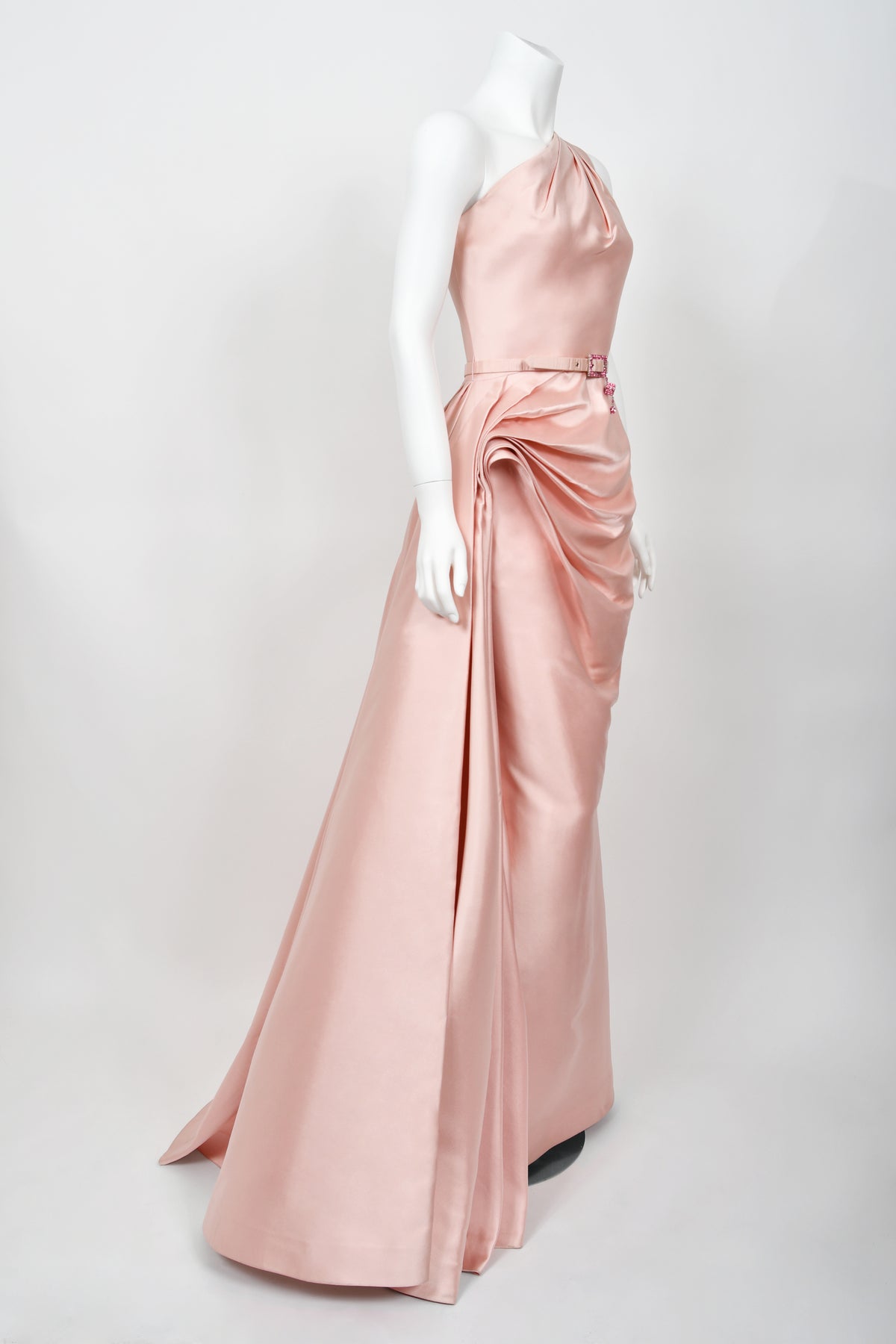 2007 Christian Dior by John Galliano Blush Pink Silk Asymmetric Sculptural Gown